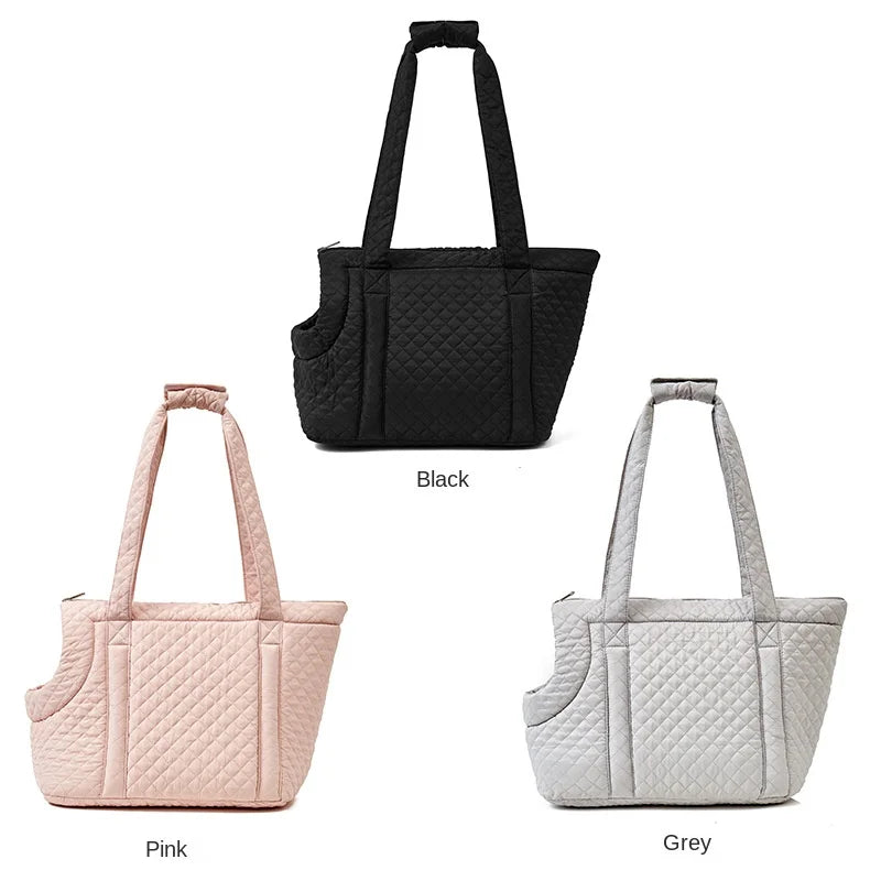Ultra Light Quilted Pet Carrier Bag For Cats With Shoulder