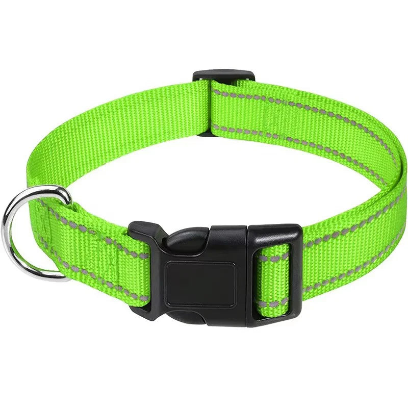 Reflective Pet Collar Adjustable Nylon Collar For Dogs Cats Anti Slip Anti Choke Pet Walking Collar Durable Pet Accessories