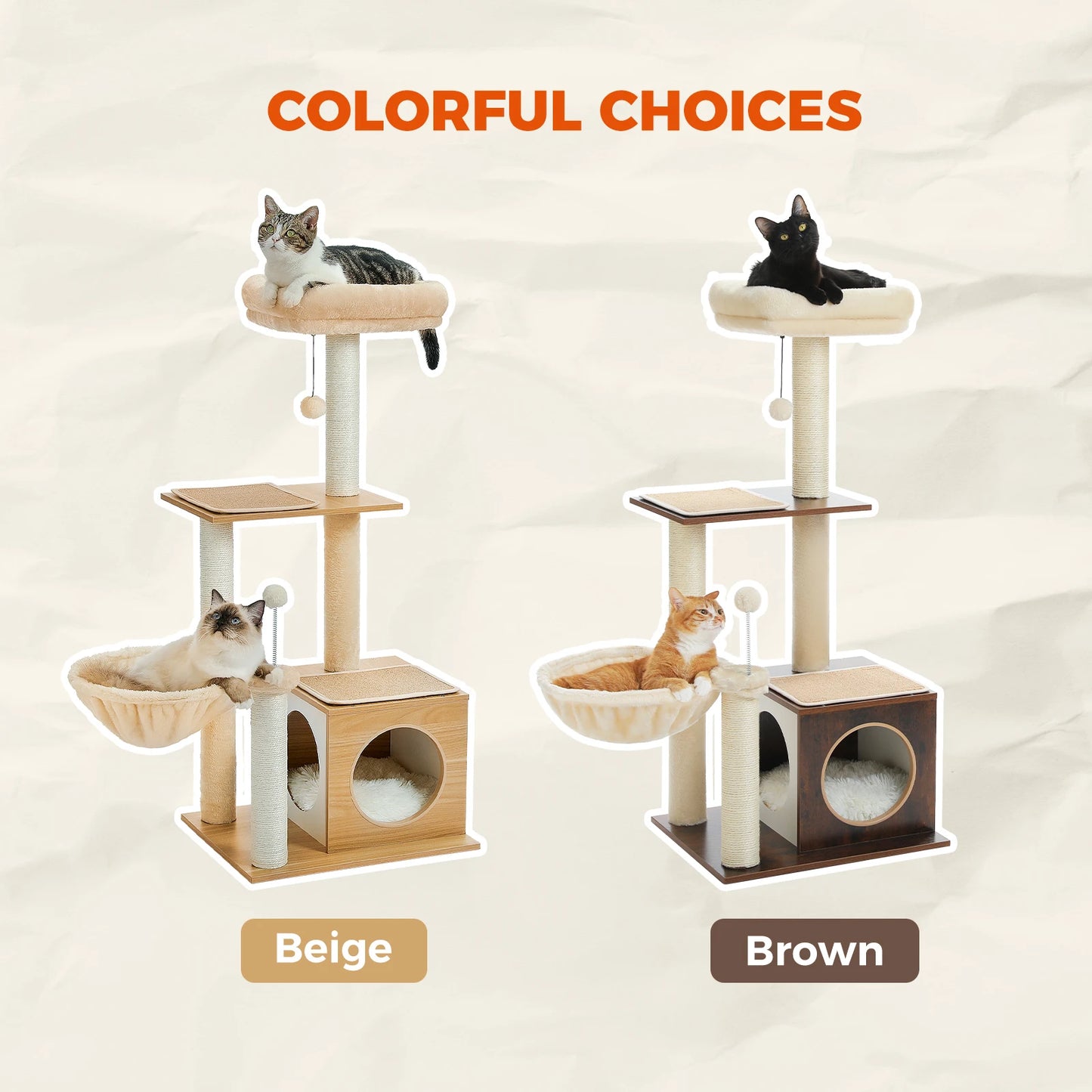 PAWZ Road Modern Cat Tree Three Level Wood Cat Tower