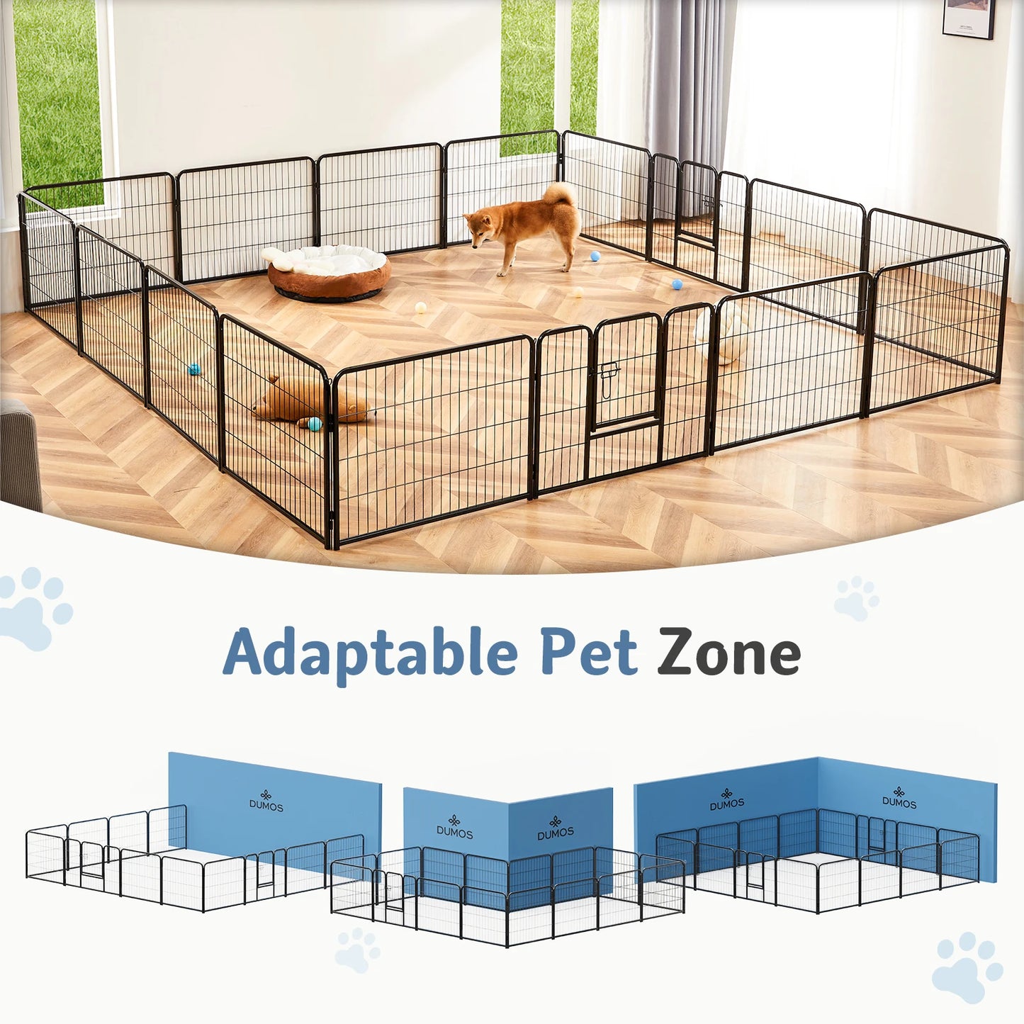 JHK 16 Panel Dog Playpen Metal Fence Foldable For Yard