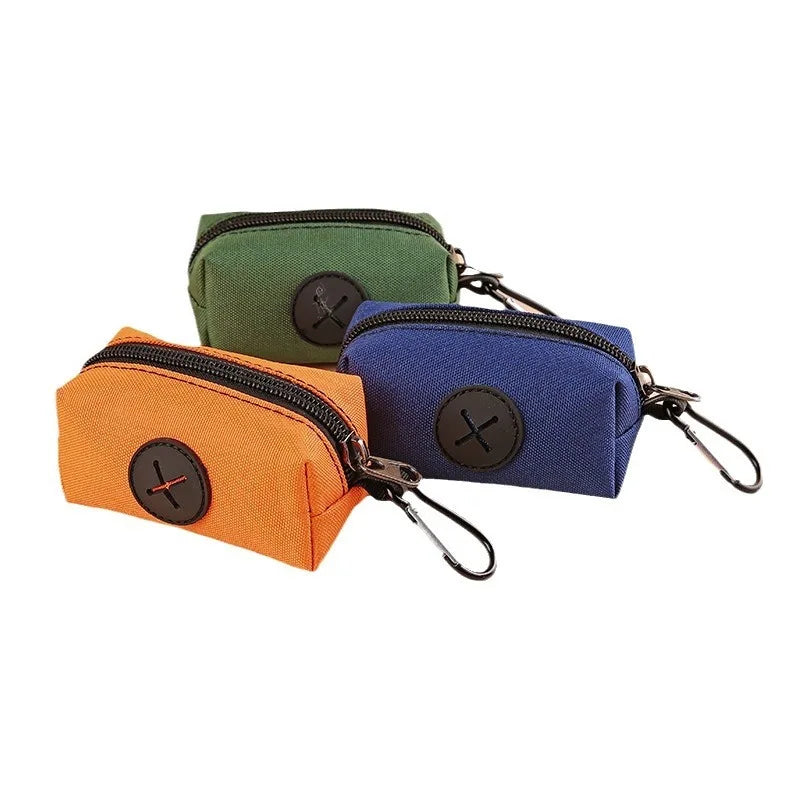 Canvas Dog Poop Bag Holder, Outdoor Pet Waste Bag Dispenser with Carabiner Clip, Animal Waste Collection Pouch