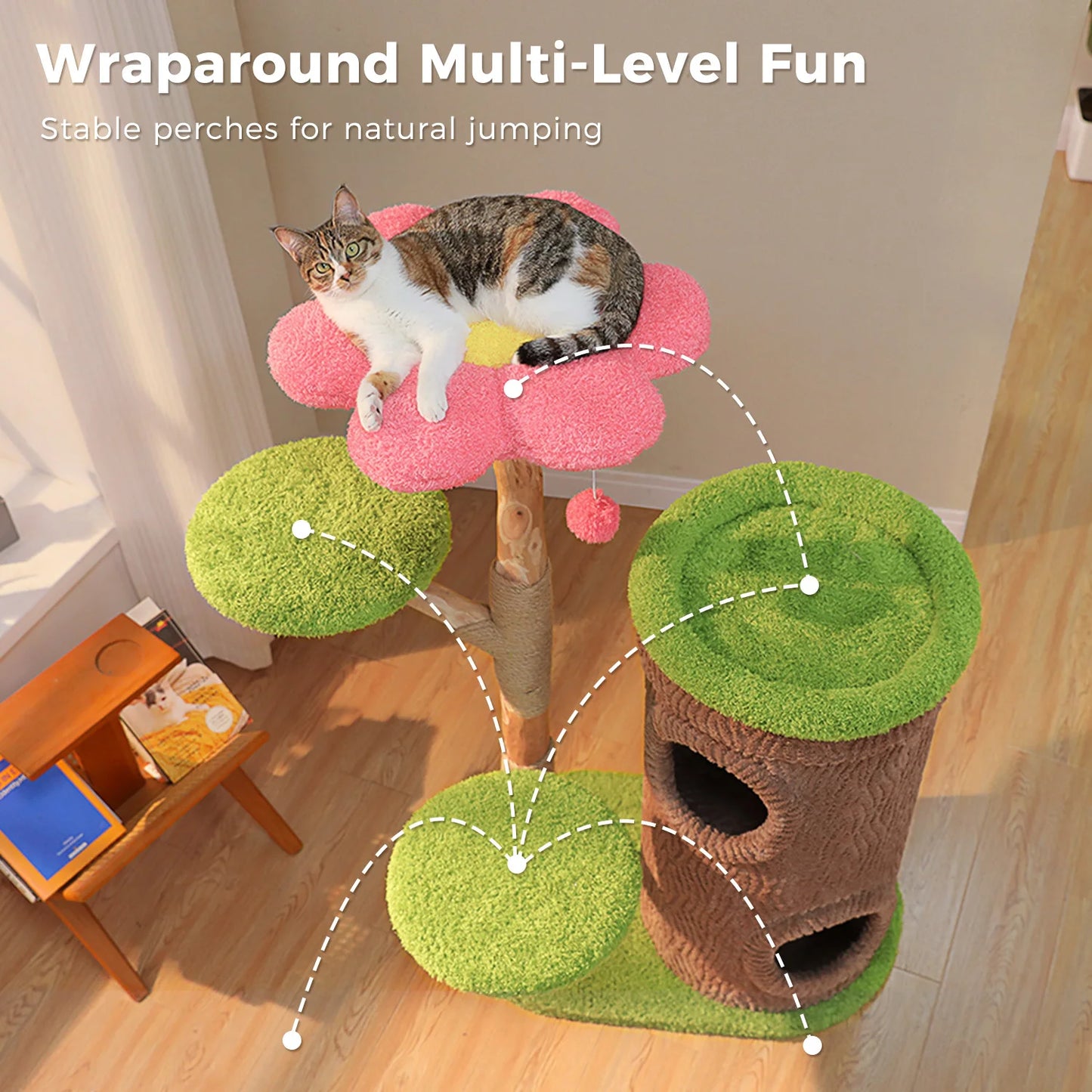 PAWZ Road Large Cat Tree Tower With Four Condos Indoor