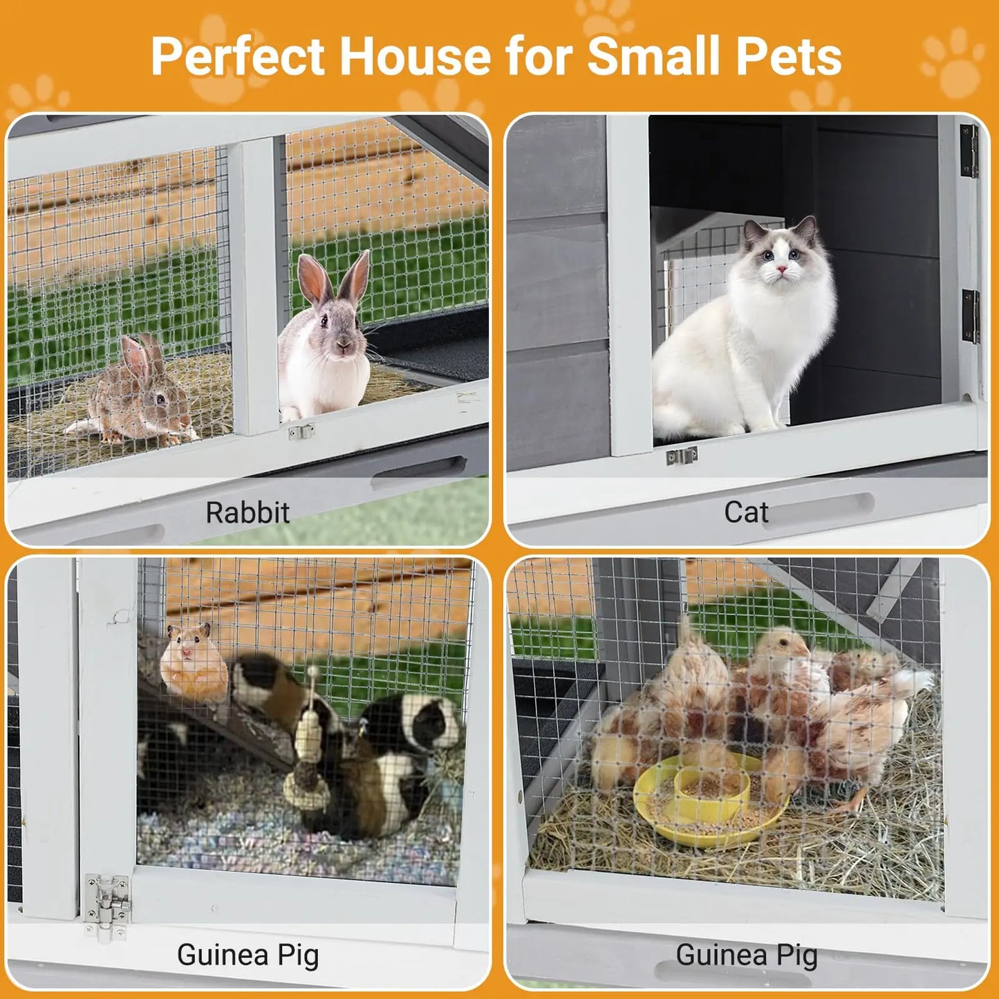 Bunny Hutch Cage With Leak Proof Trays And Wooden Roof