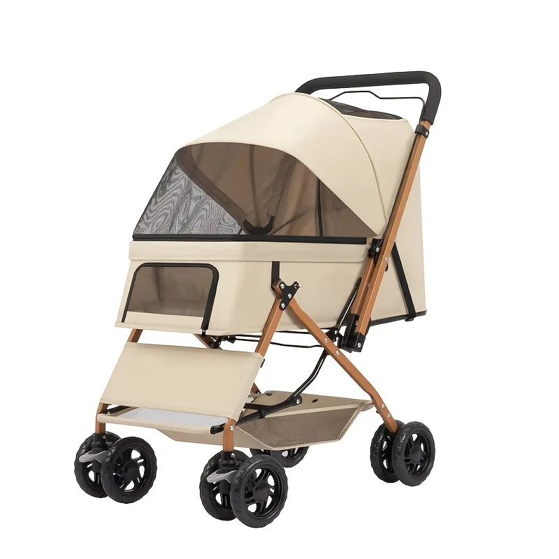 Premium Pet Stroller Large Space 4 Wheel Stable Travel Cart For Dogs And Cats