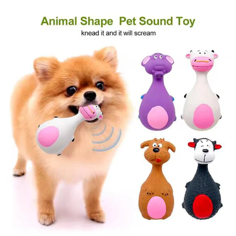 Dog Toys Sound Squeaky Elephant Cow Rubber Interactive Chew Toy