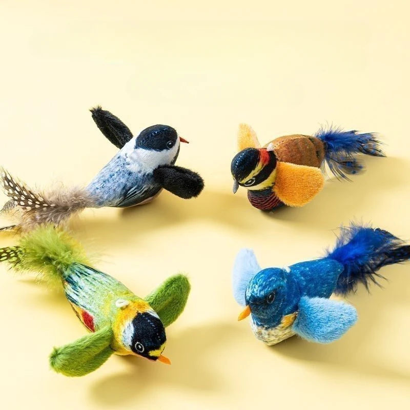 Interactive Catnip Bird Plush Wall Hanging Toy for Indoor Play