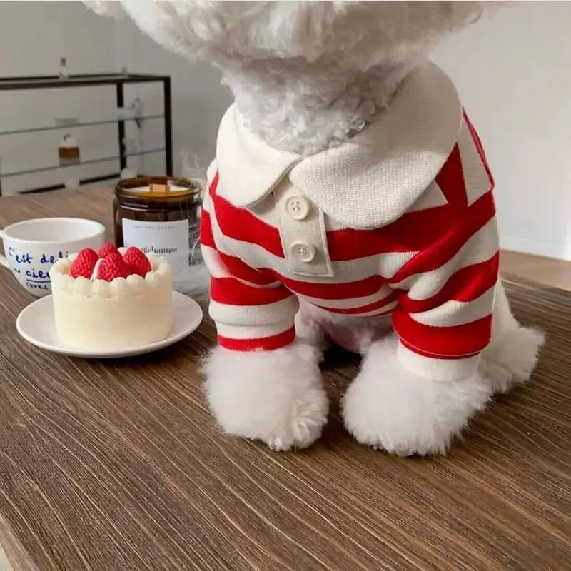 Summer Polo Shirt for Dogs Puppy Clothes Bichon Frise Chihuahua Stripe Dog Sweatshirt Dog Cooling Vest for Small and Medium Dogs