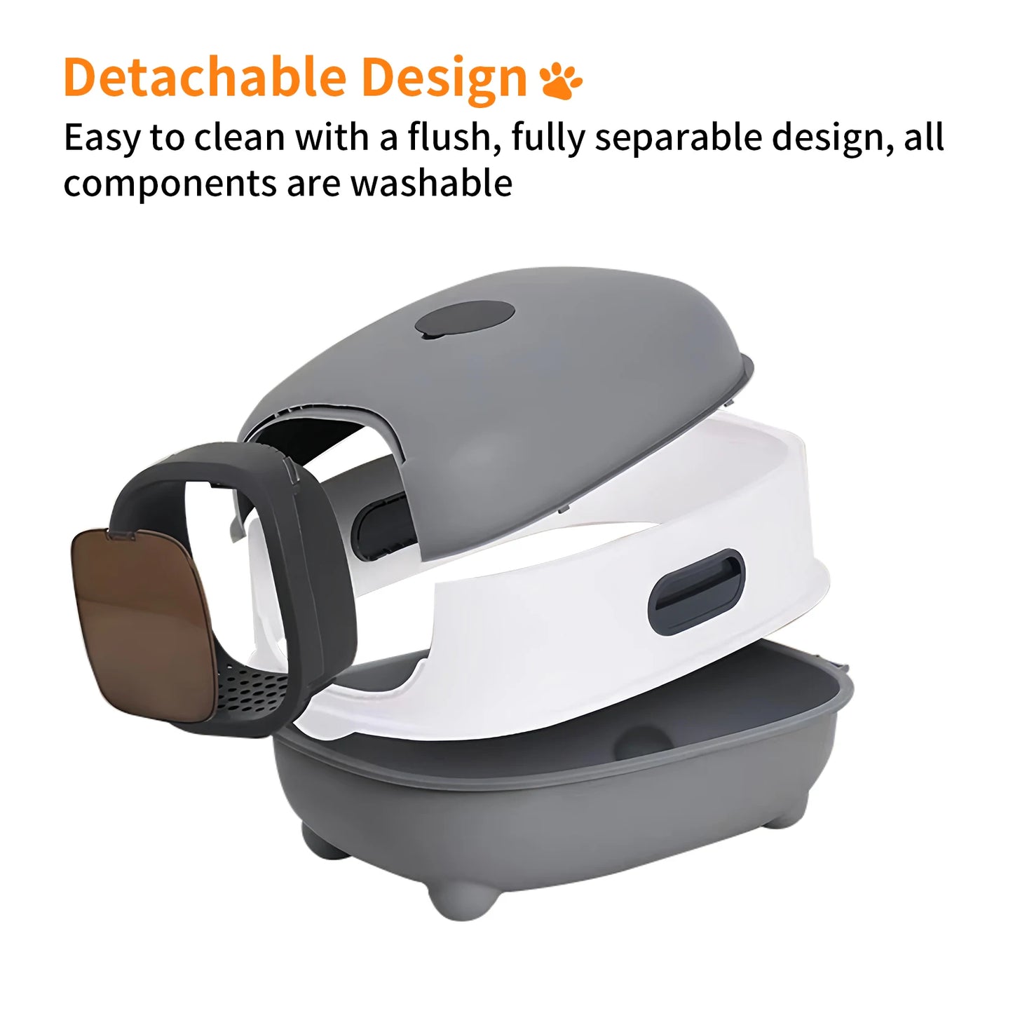 Large Enclosed Cat Litter Box Hooded Kitty Pan Box Front Entry Toilet Tray with Litter Scoop Anti-Splashing