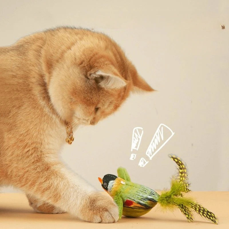 Interactive Catnip Bird Plush Wall Hanging Toy for Indoor Play