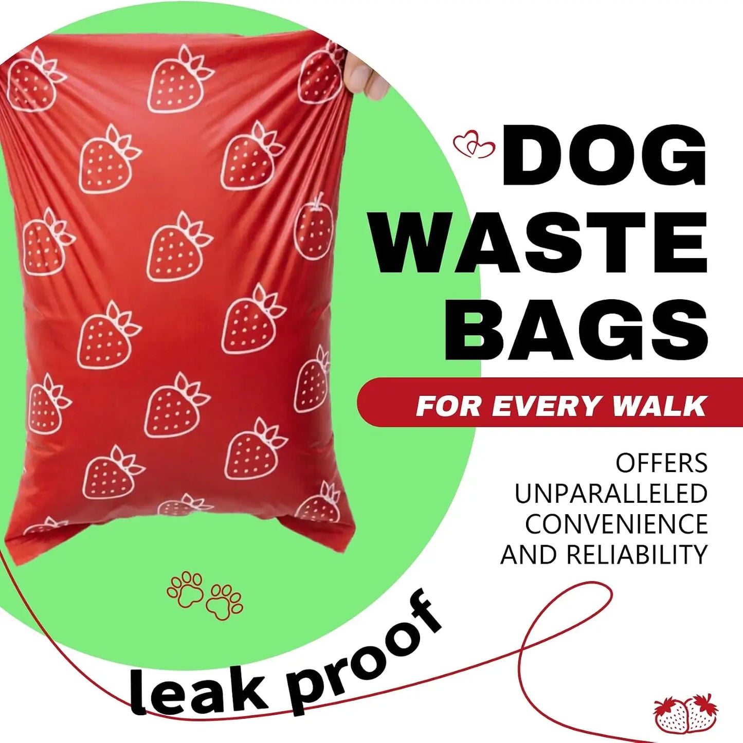 Strawberry Scented Dog Poop Bags - 360 Count, Extra Large 13x9 Inch Leak-Proof, Eco-Friendly Pet Waste Bags with Dispenser