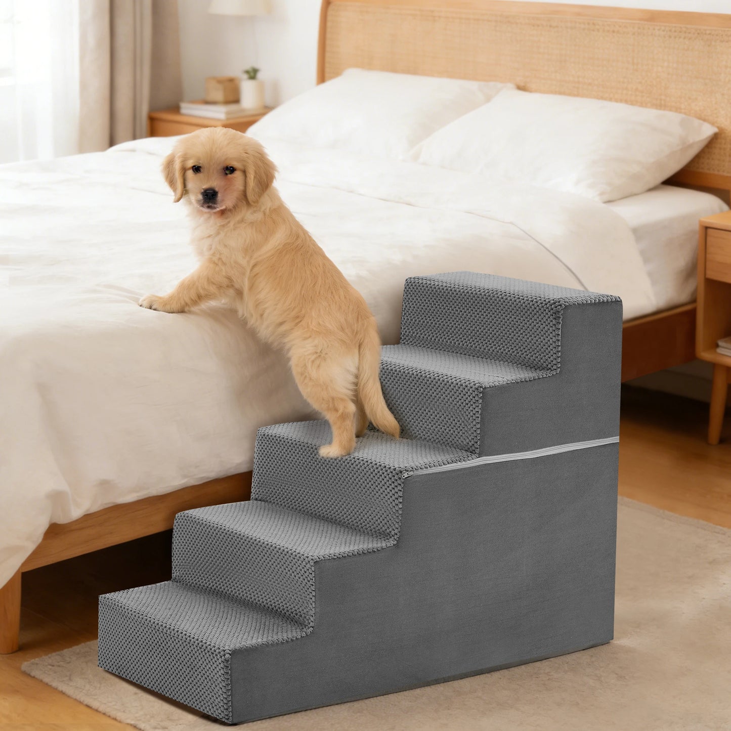 Right Angled Foam Dog Stairs Ramp For Small Dogs Indoor