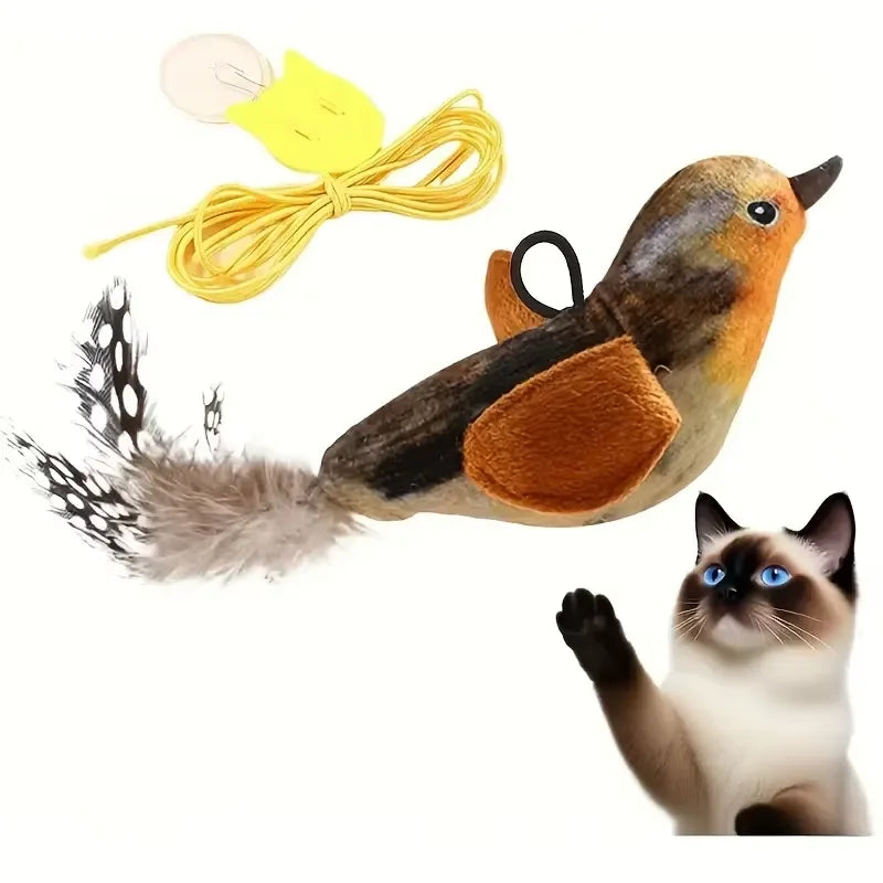 Interactive Catnip Bird Plush Wall Hanging Toy for Indoor Play