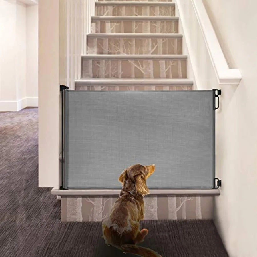 Extra Wide and Extra Tall Retractable Baby Gate Extends up to 71" Wide, 39.3" 100cm Tall, Grey/Pet Retractable Gates for Stairs