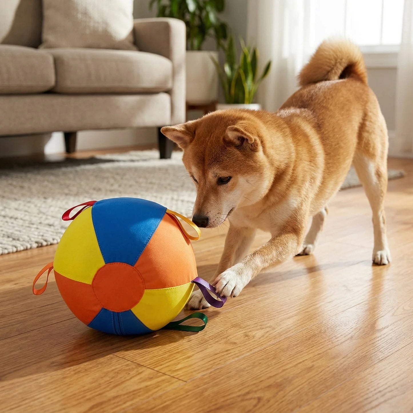 Herding Ball With Straps Inflatable Chew Resistant Fabric Dog Ball