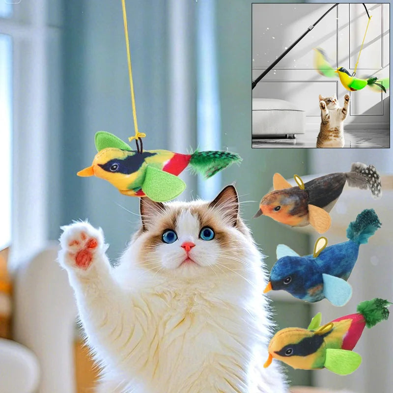 Interactive Catnip Bird Plush Wall Hanging Toy for Indoor Play