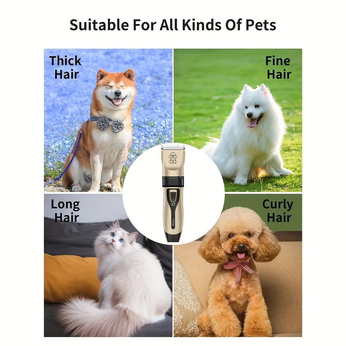 USB Rechargeable Electric Pet Grooming Kit Cordless Trimmer Professional Shaver Tool Set for Dogs & Cats Dog Grooming Essentials