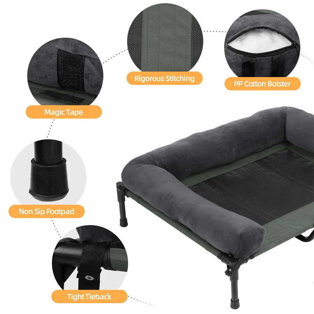 BORWART Outdoor Raised Dog Bed With Cooling Breathable Mat