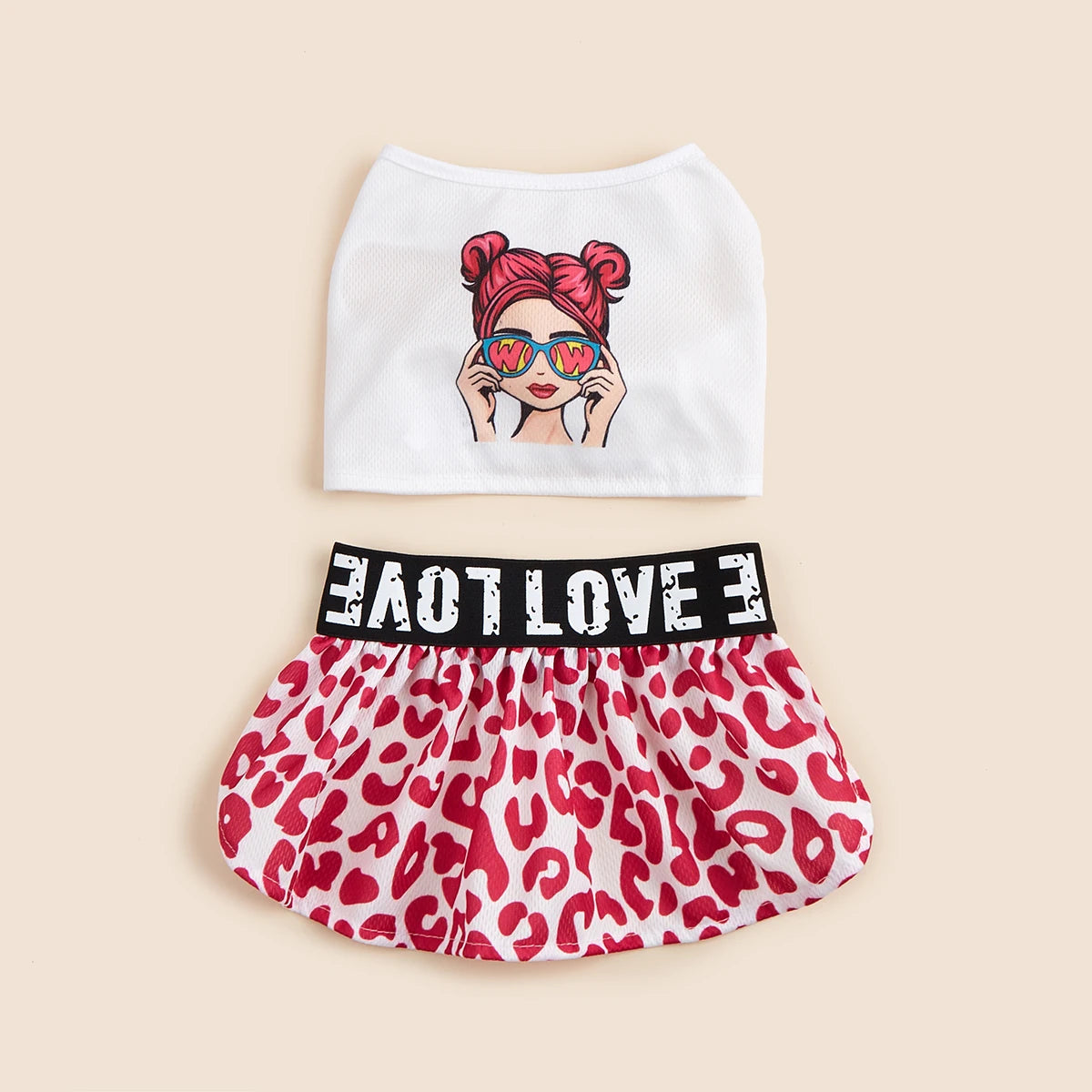 Pet Two-Piece Dress Summer Dog Cat Leopard Print Soft Cute Girl Princess Daily Small Puppy Female Pet Costume Outfit