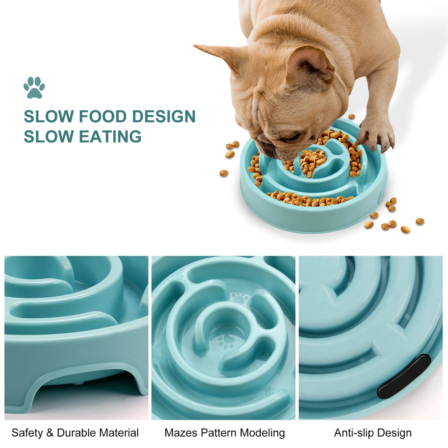 Slow Feeder Dog Bowl Non Slip AntiGulping Eco Pet Dish