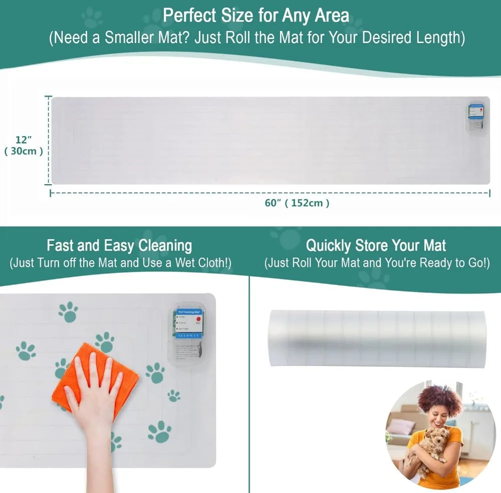 Pet Training Shock Mat 60"x12" - 3 Modes for Dogs & Cats, Keep Off Furniture & Countertops