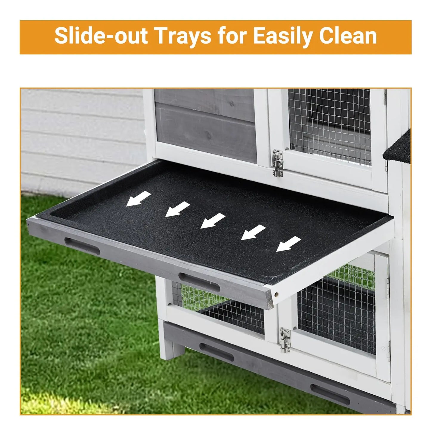 Bunny Hutch Cage With Leak Proof Trays And Wooden Roof