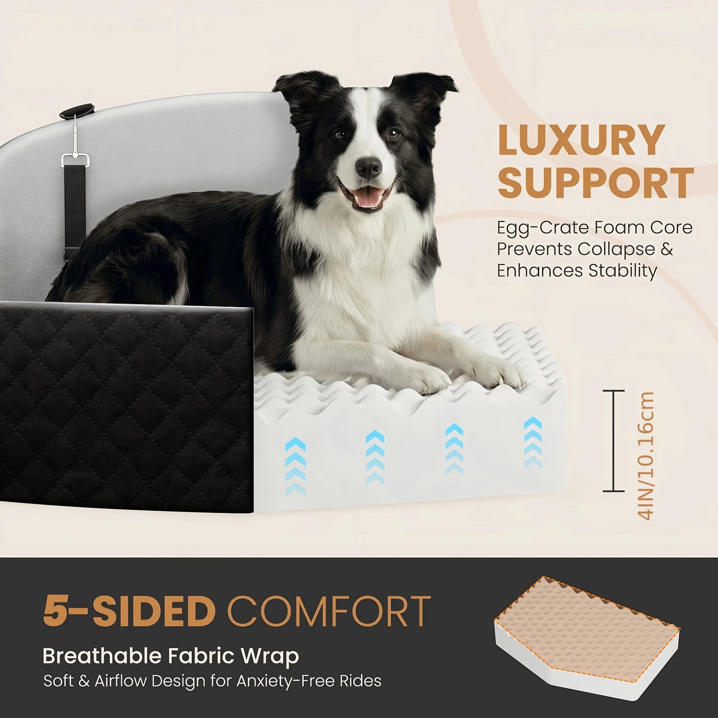 Dog Car Seat With Memory Foam Booster And Washable Cover
