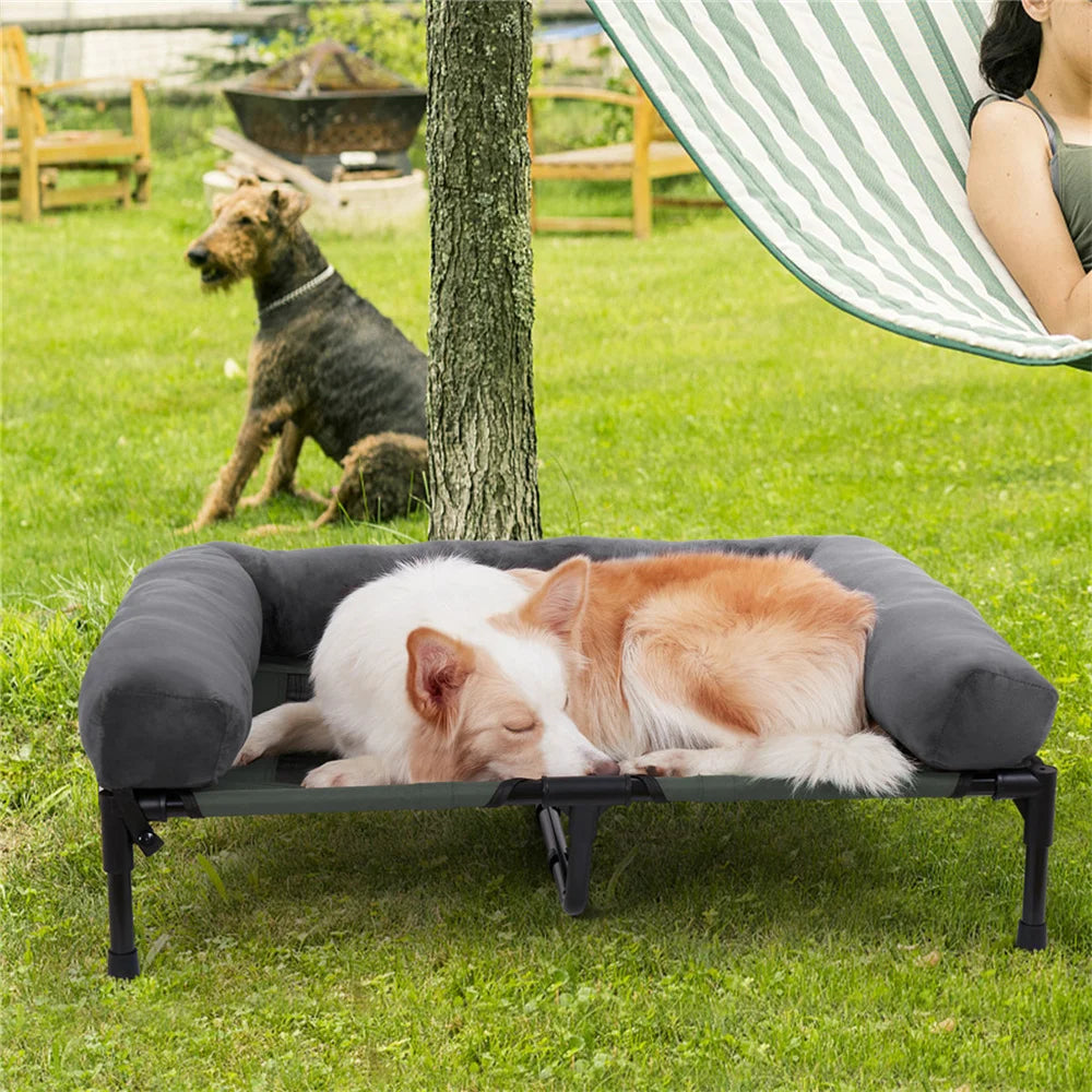 BORWART Outdoor Raised Dog Bed With Cooling Breathable Mat