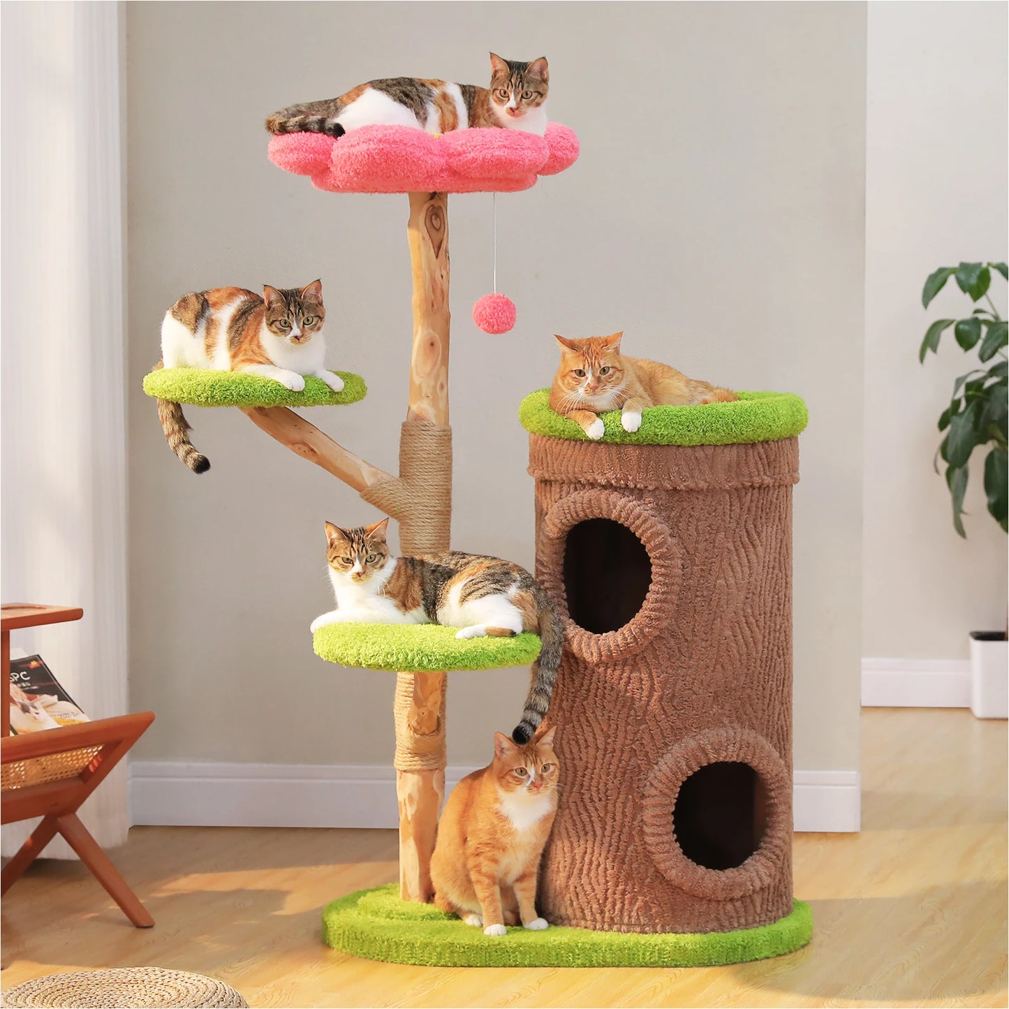 PAWZ Road Large Cat Tree Tower With Four Condos Indoor