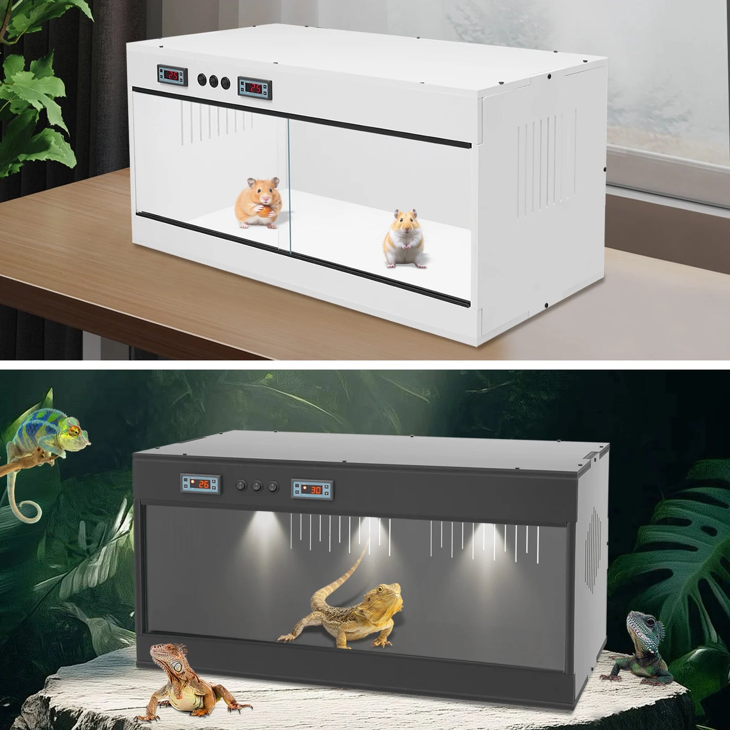 Reptile Lounge Habitat Enclosure With Glass Sliding Door Thermostat