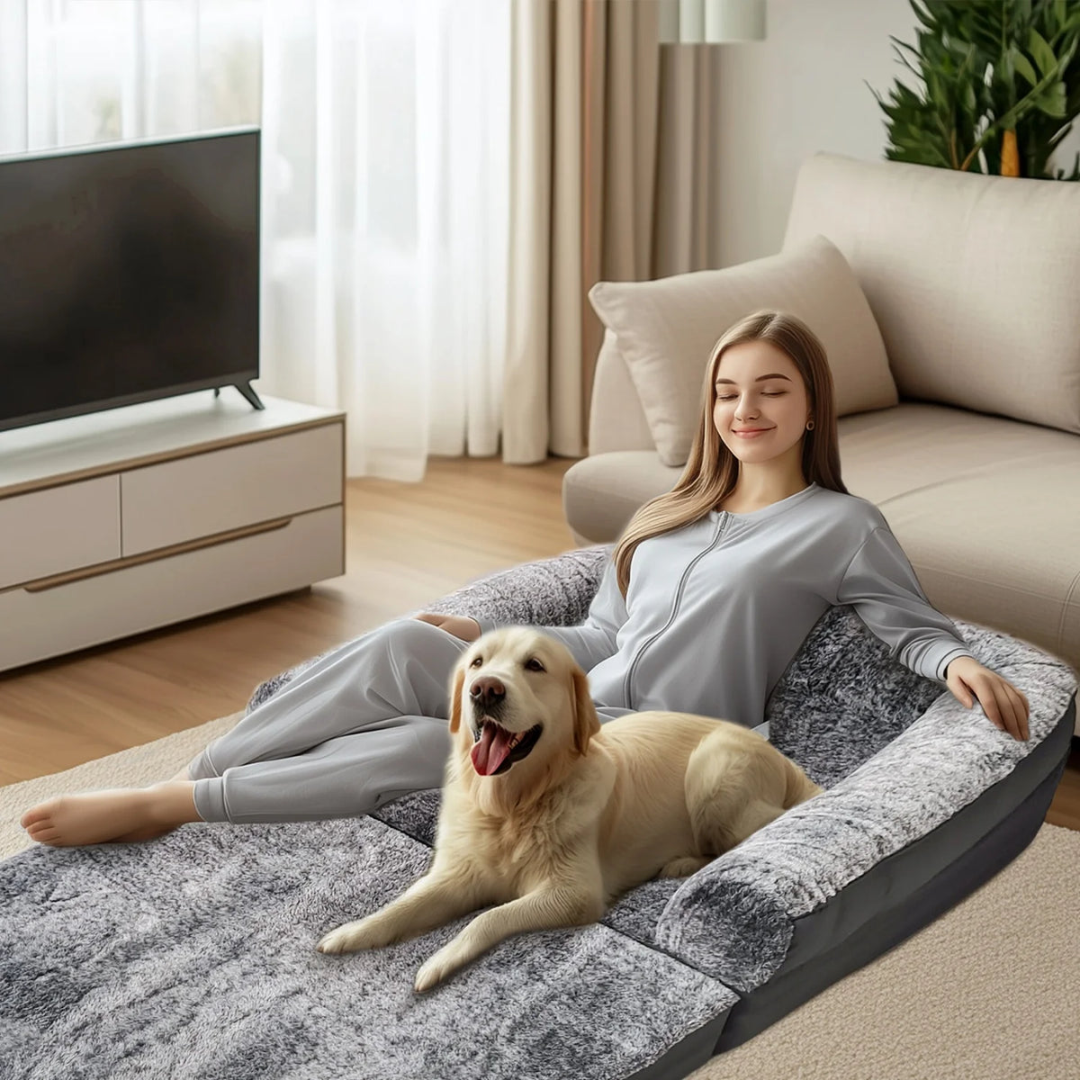 Bingopaw Foldable Orthopedic Dog Bed With Removable Plush Cover