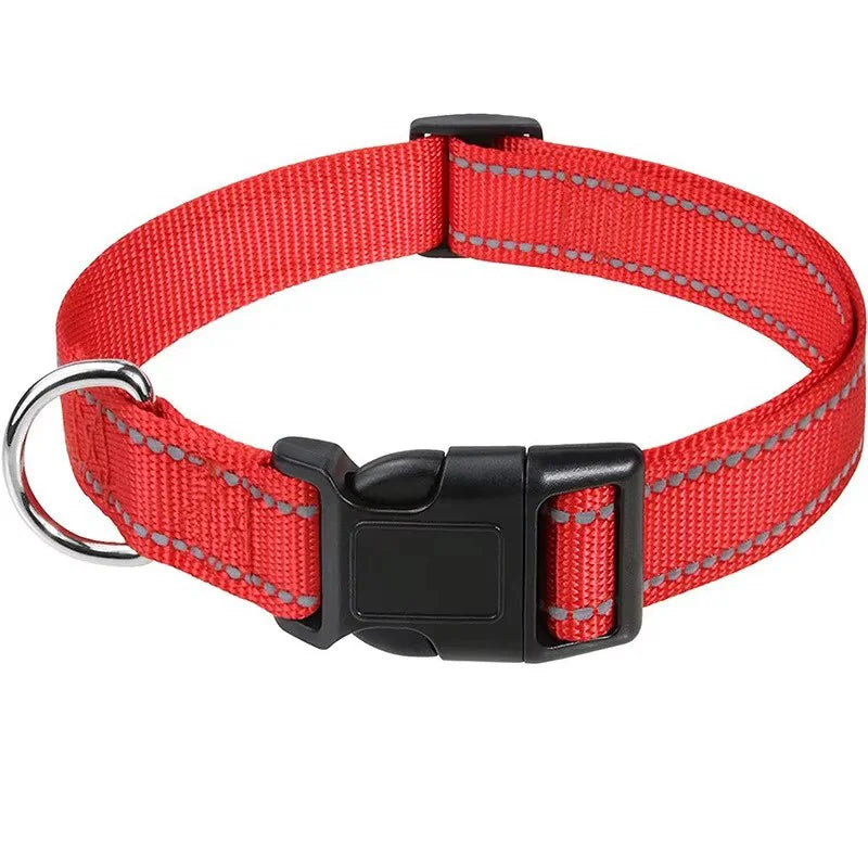 Reflective Pet Collar Adjustable Nylon Collar For Dogs Cats Anti Slip Anti Choke Pet Walking Collar Durable Pet Accessories