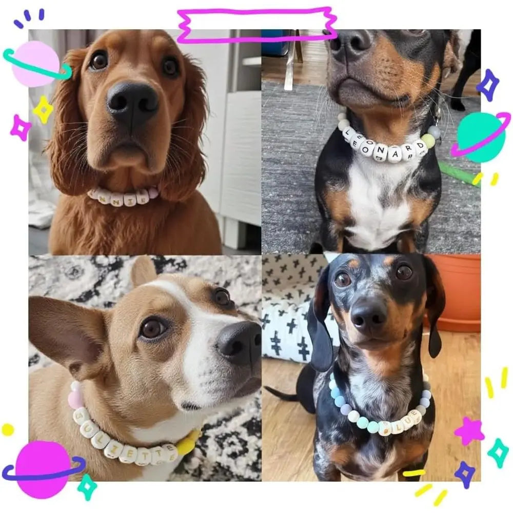 Personalized Beaded Dog Collars Cute ashion Pet Collar with Buckle Custom Dog's Name Dog Cat ID Collar Pet klace
