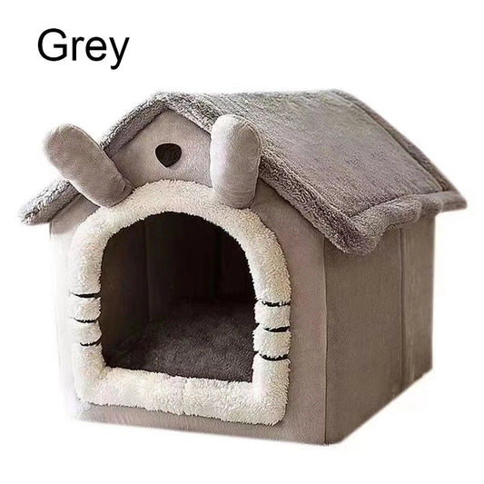 Pet Bed House Cushion Suitable for Small Medium Large Pets Foldable Pet House Removable Washable Cat Bed Indoor Warm Doghouse