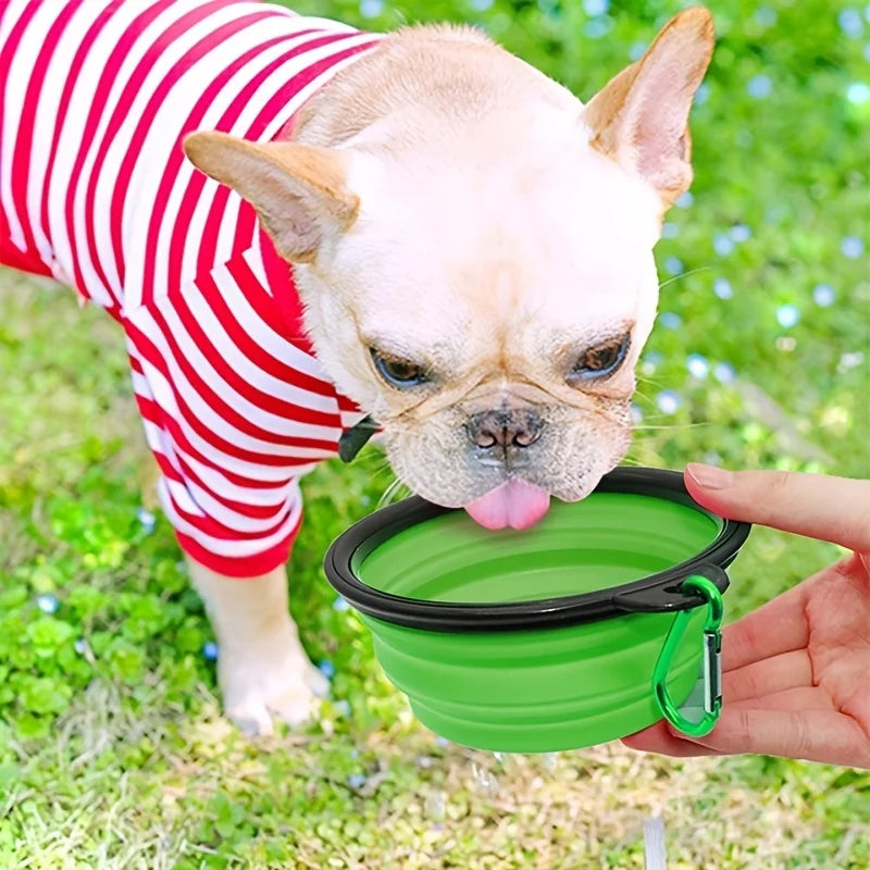 Portable Pet Food Bowl Durable TPR Silicone Collapsible Travel Dish