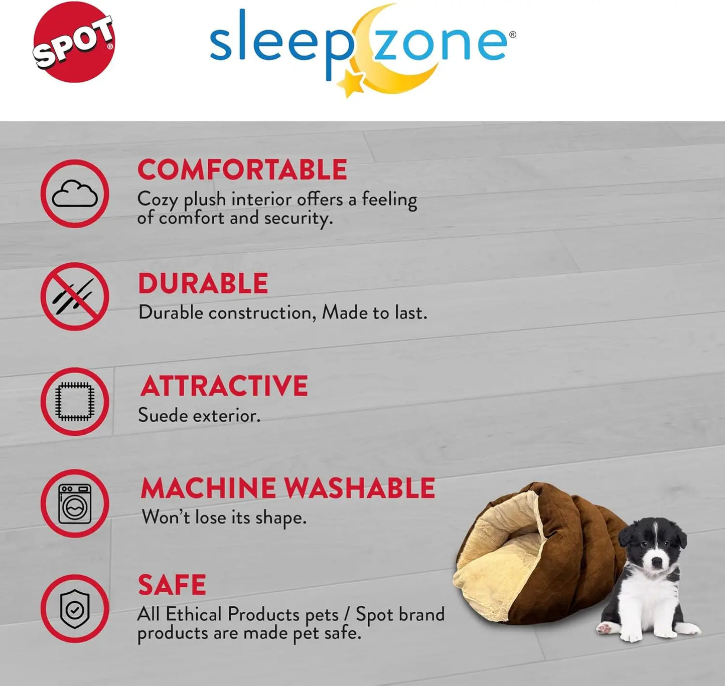 Sleep Zone Cuddle Cave Pet Bed Plush Interior For Pets