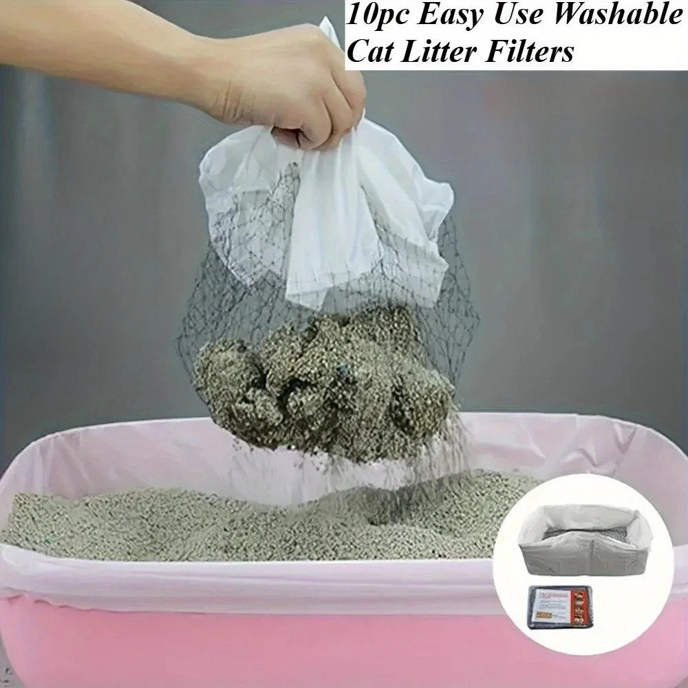 10pcs Washable Cat Litter Filters - Easy to Use, Recyclable, Excellent Workmanship, Designed for Pet Litter Box Liners
