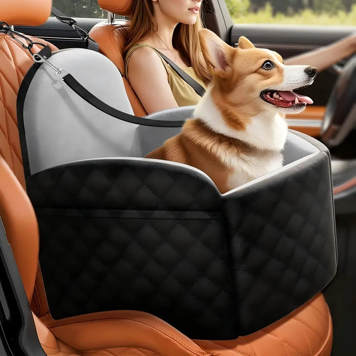 Dog Car Seat With Memory Foam Booster And Washable Cover