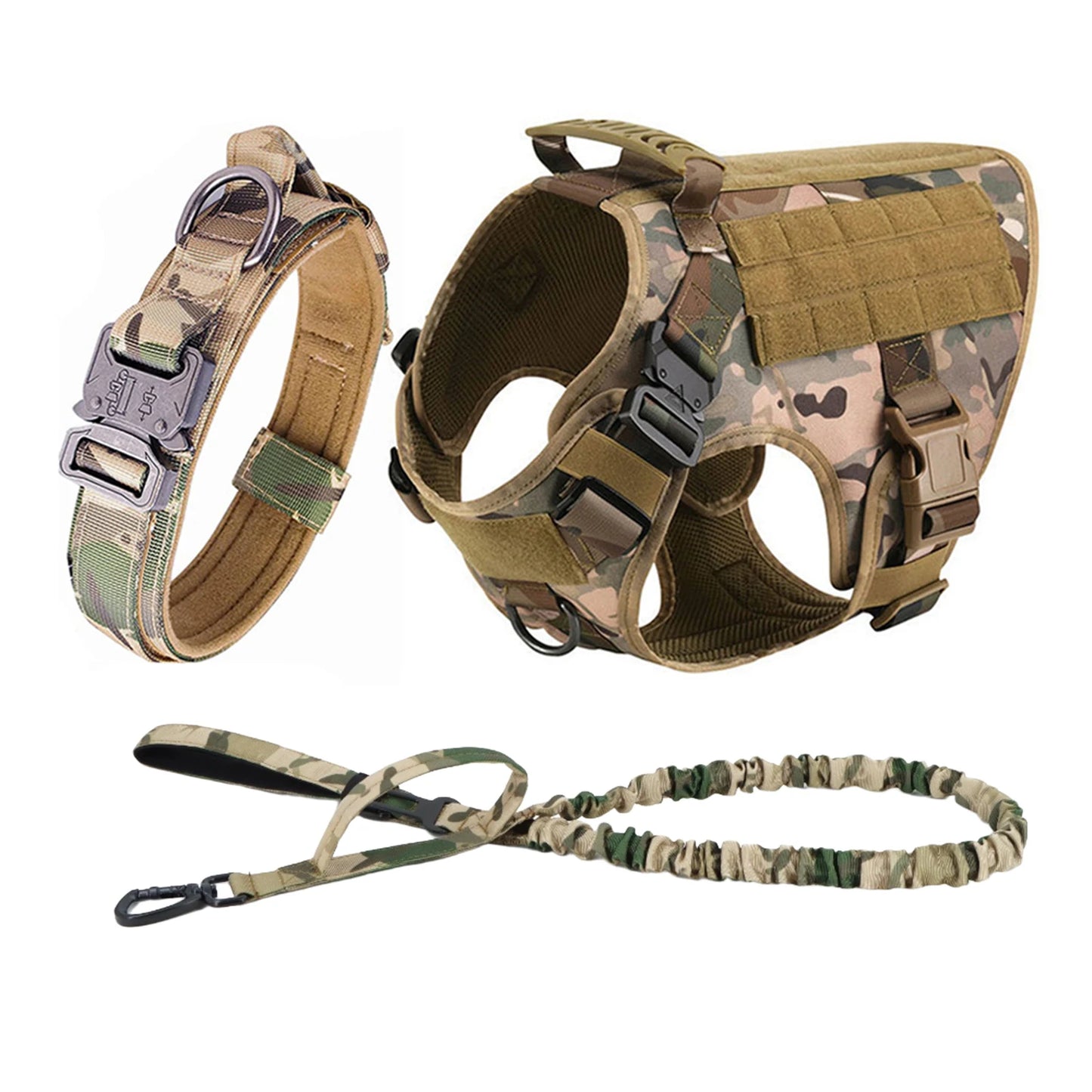 Tactical Dog Harness With Molle Pouches And Reflective Vest