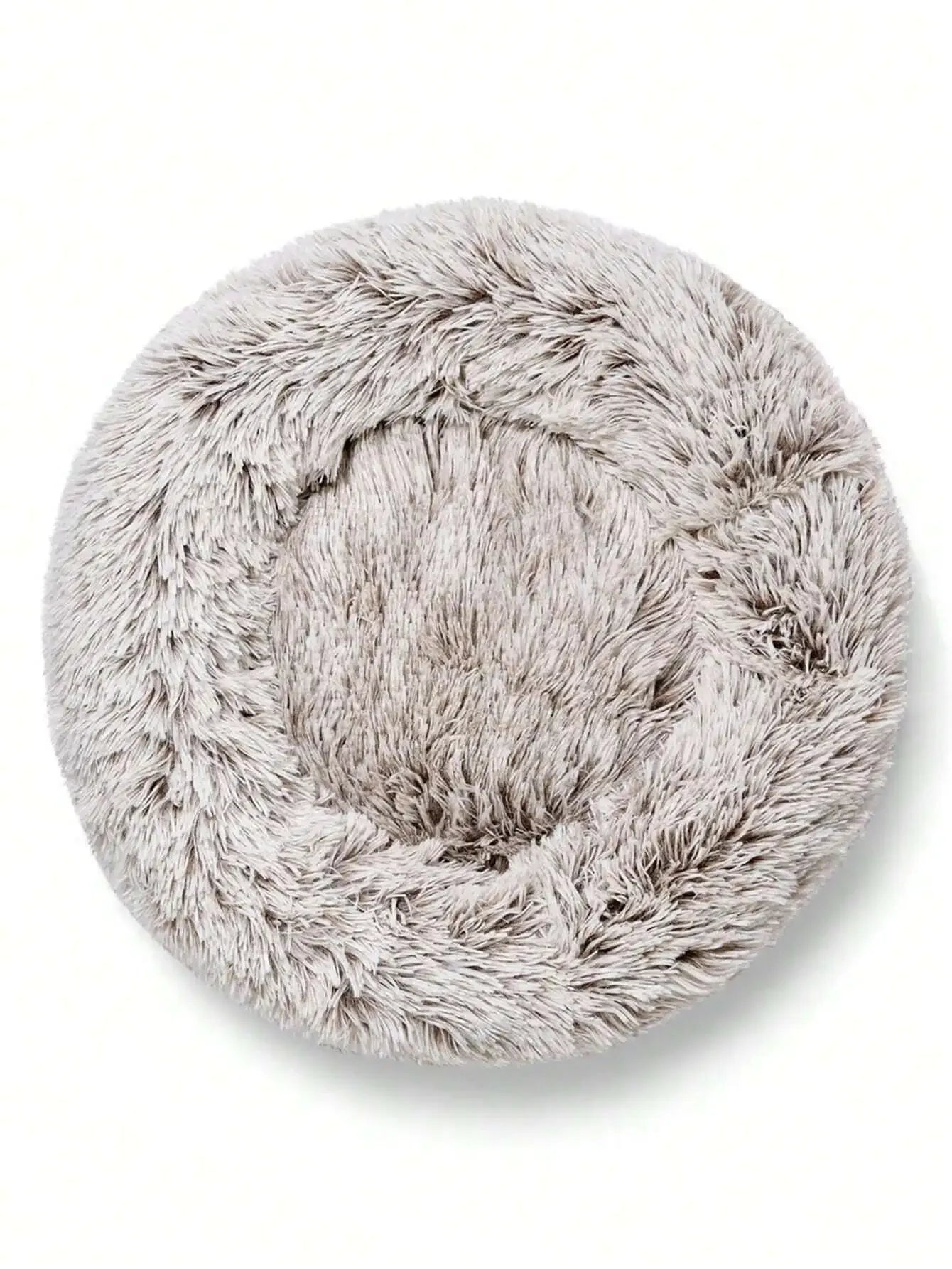 1pc Plush Round Pet Bed With Non-Slip Bottom, Winter Use For Small, Medium, And Large Dogs And Cats