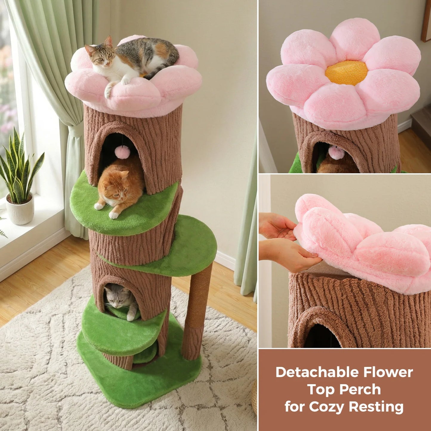 PAWZ Road Large Cat Tree Tower With Four Condos Indoor