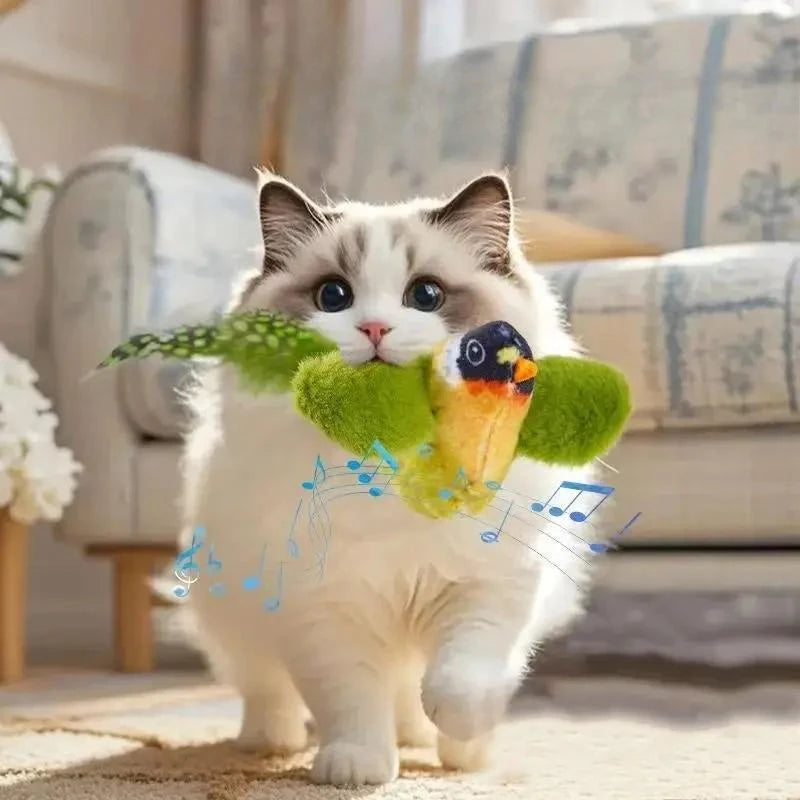 Interactive Catnip Bird Plush Wall Hanging Toy for Indoor Play