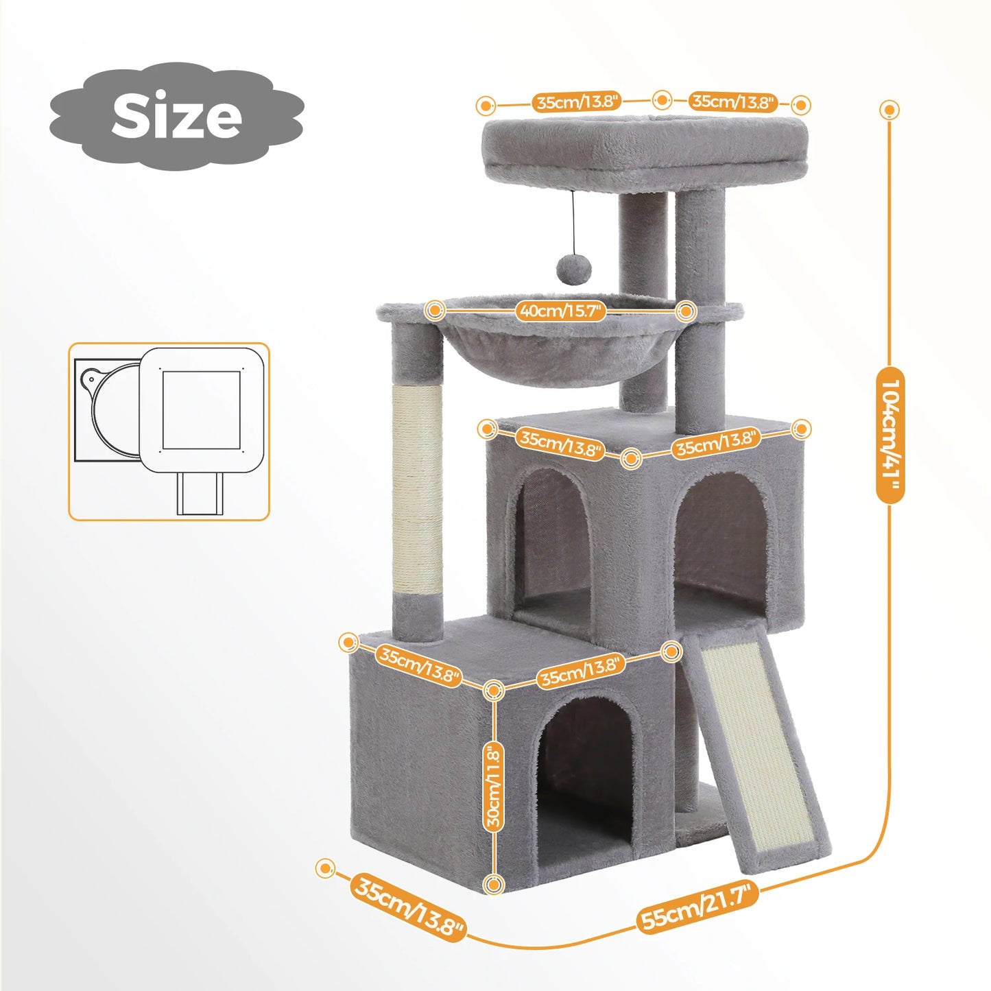 PAWZ Road Large Cat Tree Multi-Level Tower With Two Condos