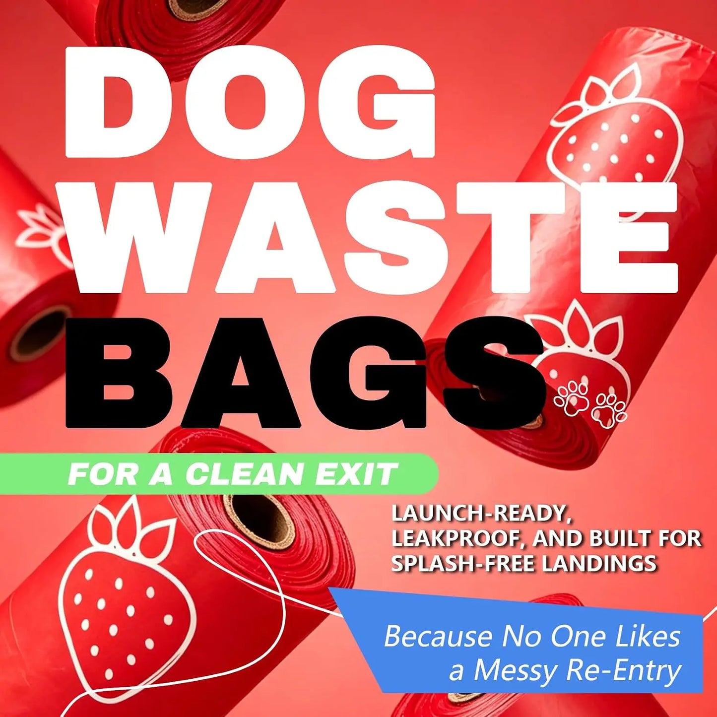 Strawberry Scented Dog Poop Bags - 360 Count, Extra Large 13x9 Inch Leak-Proof, Eco-Friendly Pet Waste Bags with Dispenser