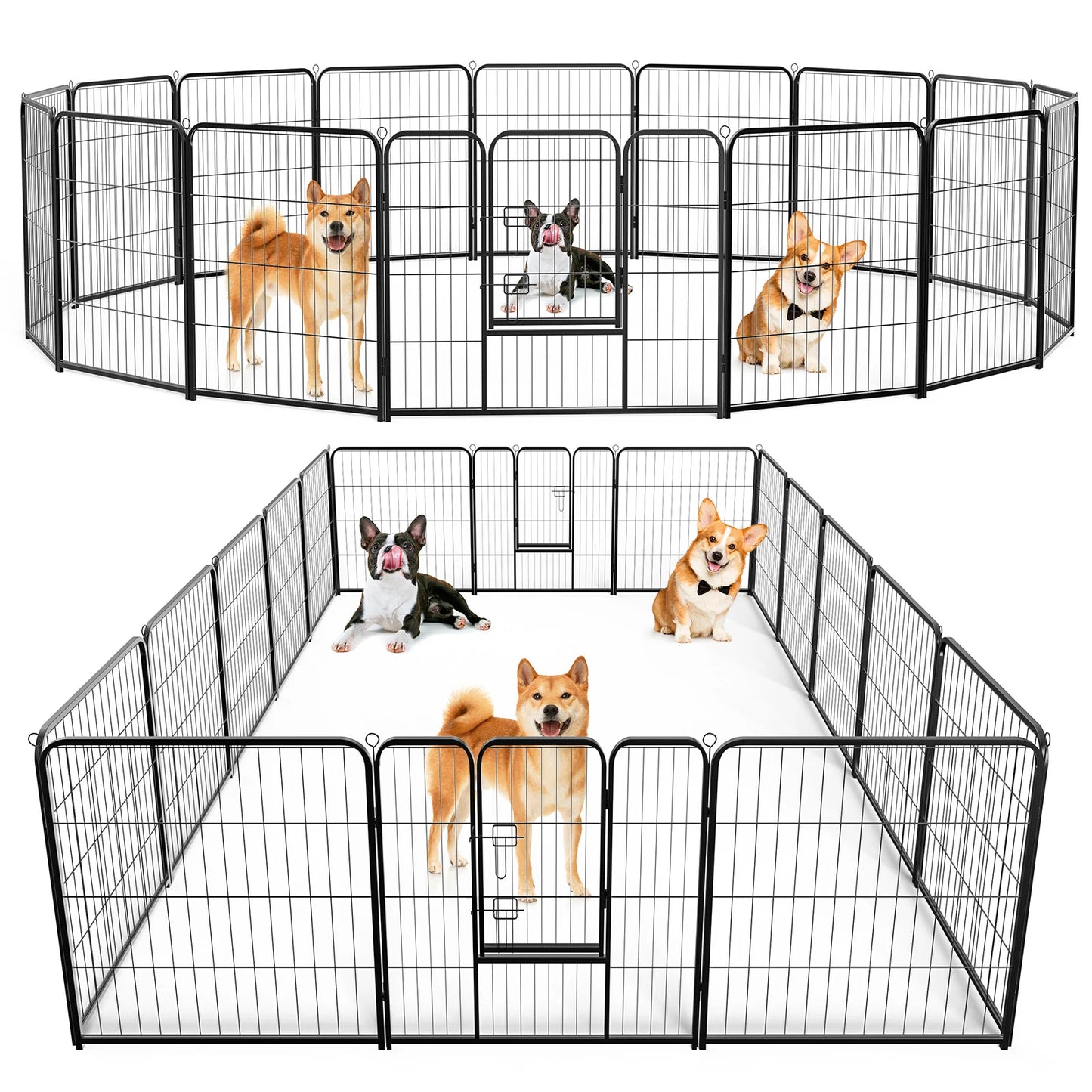 JHK 16 Panel Dog Playpen Metal Fence Foldable For Yard