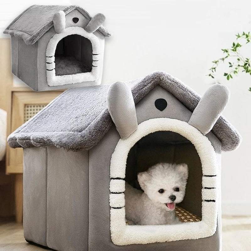 Pet Bed House Cushion Suitable for Small Medium Large Pets Foldable Pet House Removable Washable Cat Bed Indoor Warm Doghouse