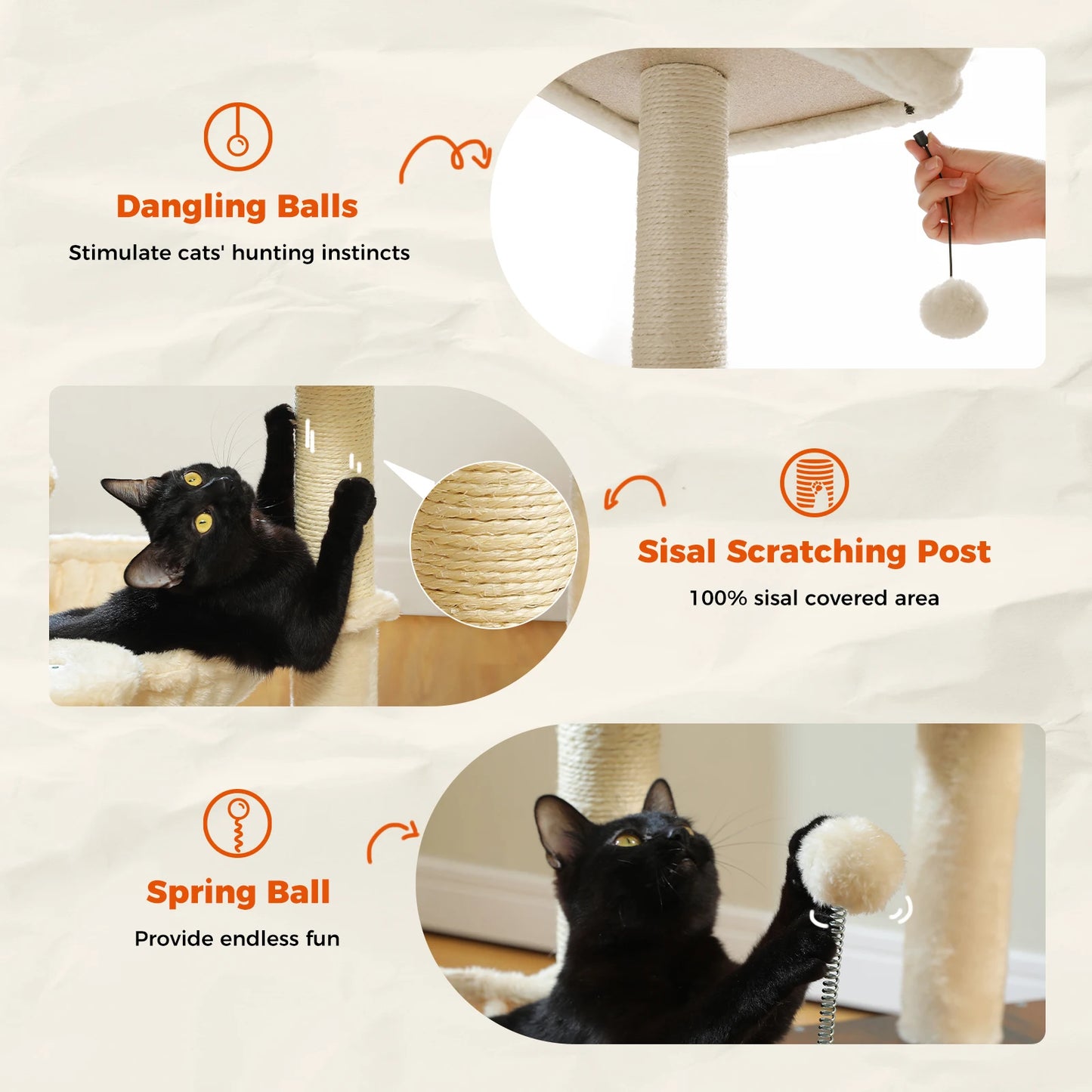 PAWZ Road Modern Cat Tree Three Level Wood Cat Tower