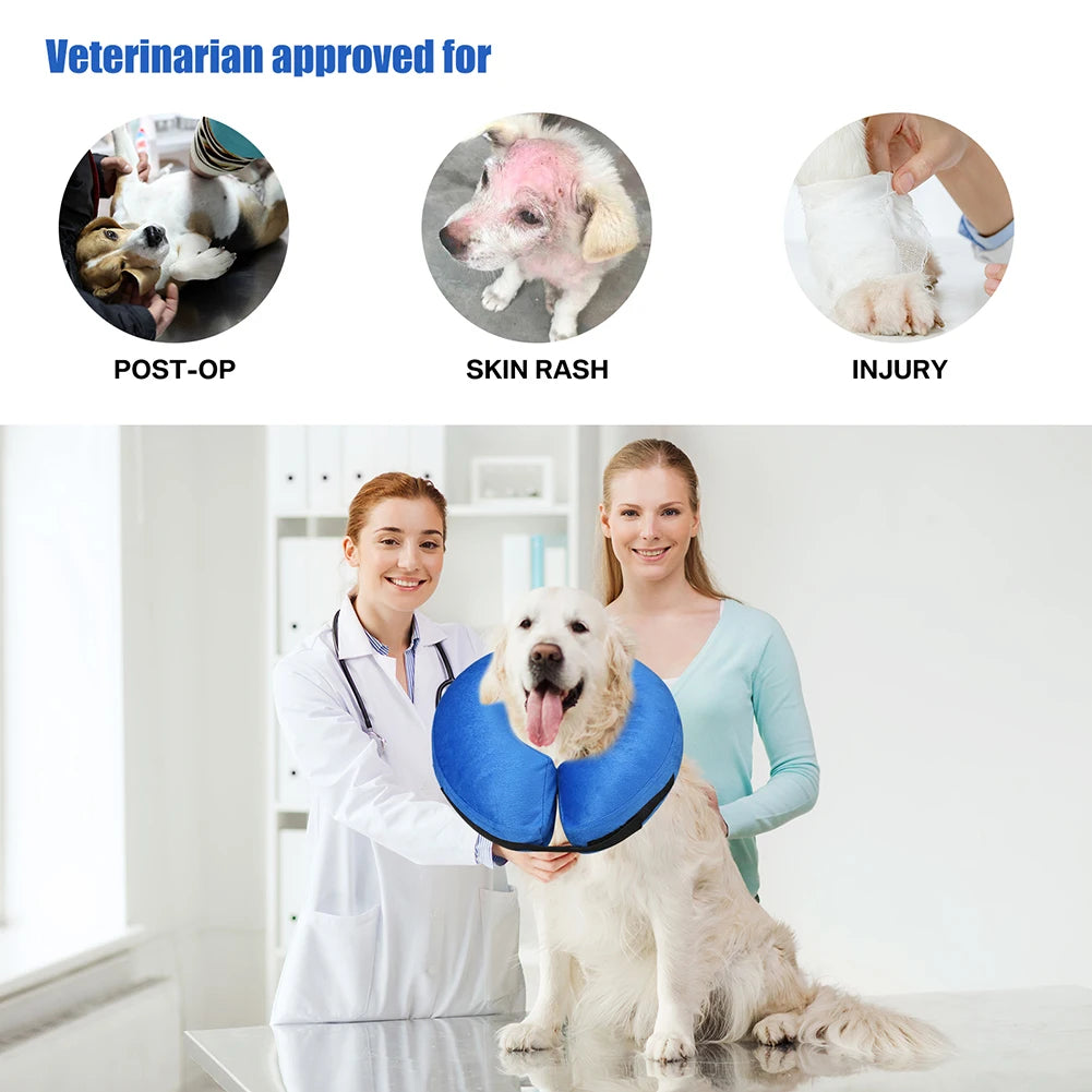 Dog Collar After Surgery Protective Inflatable Soft Blow Up Collar for Pet Recovery for Small Medium Large Dogs Cats Drink Eat