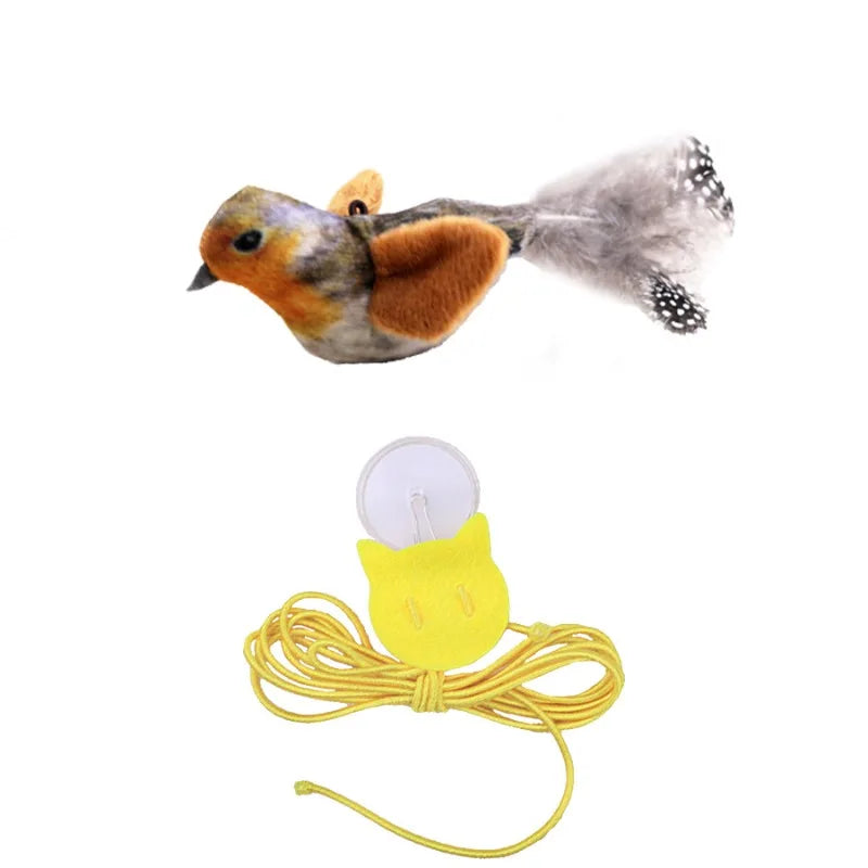 Interactive Catnip Bird Plush Wall Hanging Toy for Indoor Play
