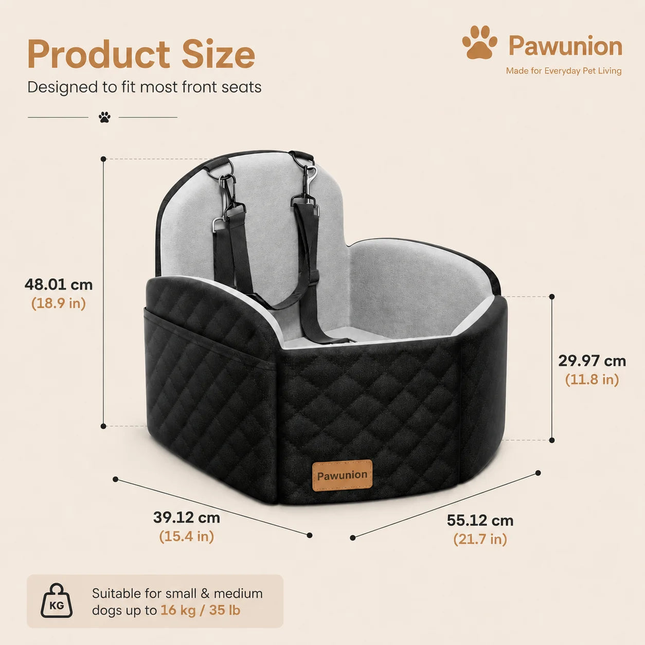 Dog Car Seat With Memory Foam Booster And Washable Cover