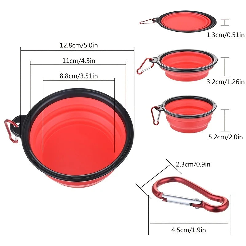 Portable Pet Food Bowl Durable TPR Silicone Collapsible Travel Dish
